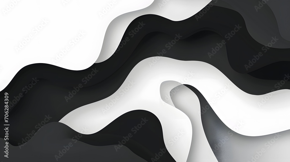 White black shapeless flat abstract technology business background with waves curves