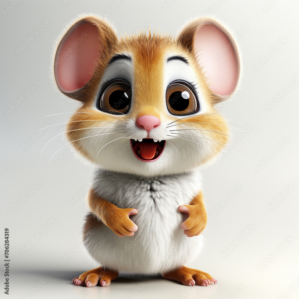 Cartoon einer Maus Ratte isoliert auf weißem Hintergrund (Durch AI generiert) Cartoon einer Maus Ratte isoliert auf weißem Hintergrund (Durch AI generiert)