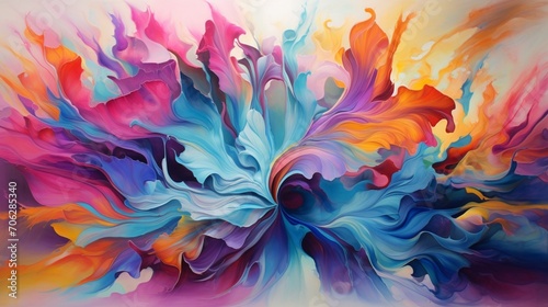 An explosion of vivid hues creating a captivating and energetic backdrop, evoking a sense of joy and excitement in this vibrant composition. © Balqees