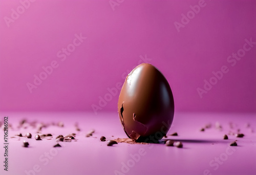 Delizioso Disastro- Uovo di Cioccolato al Latte Rotto su Sfondo Malva II