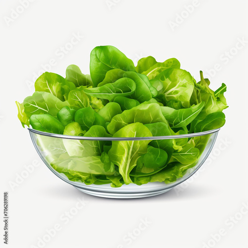 bowl of salad with a green leafy vegetable on transparent background created with Generative Ai