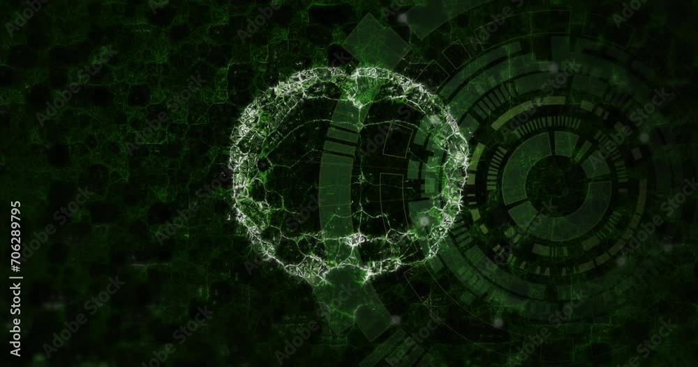 Animation of scientific data processing, dna strand and human brain over dark background Animation of scientific data processing, dna strand and human brain over dark background