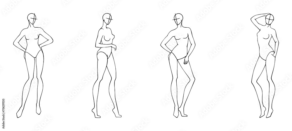 body anatomy croquis poses fashion figure body modeling illustration  - obrazy, fototapety, plakaty 