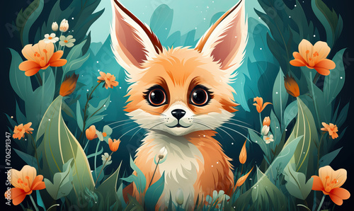 Colorful illustration of a fox for children.