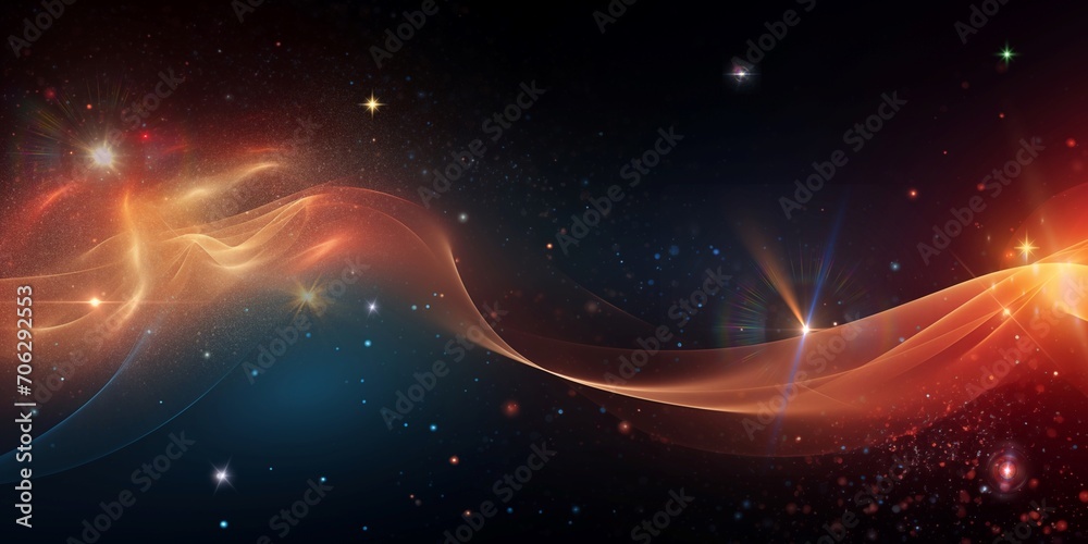Abstract background with waves and stars. Generative AI.