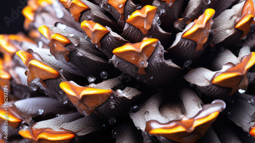 A buring pine cone black background photo