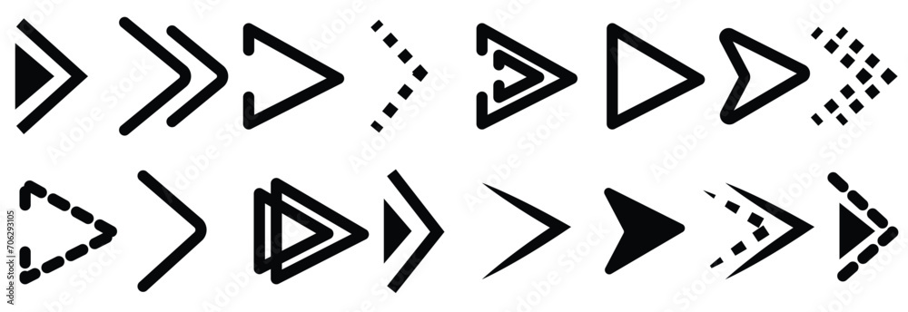 16 set of set arrow icon. Collection different arrows sign. Black vector arrows on white background. 16 set of set arrow icon. Collection different arrows sign. Black vector arrows on white background.