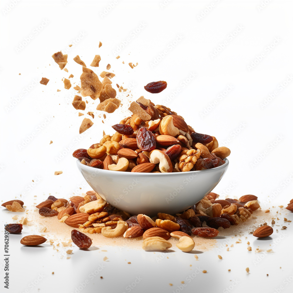 fresh bowl of crushed nuts on transparent background created with Generative Ai fresh bowl of crushed nuts on transparent background created with Generative Ai