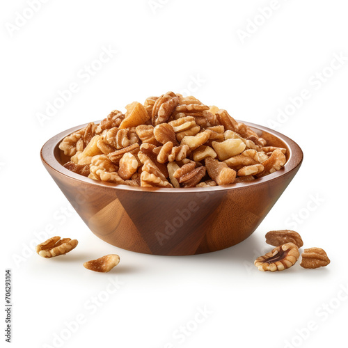 fresh bowl of crushed nuts on transparent background created with Generative Ai