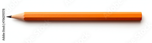Orange Pencil on White Background - Writing Instrument Isolated Photo