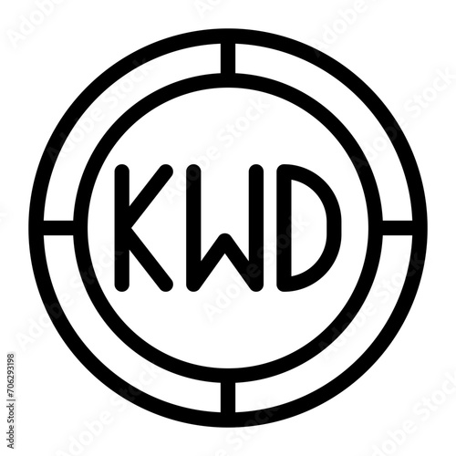Kuwait coins icon. Outline dinar vector icon for web design isolated on white background