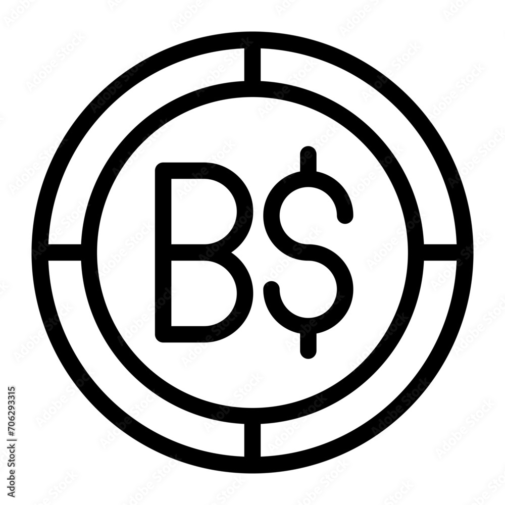 Brunei coin icon. Outline brunei coin vector icon for web design isolated on white background Brunei coin icon. Outline brunei coin vector icon for web design isolated on white background