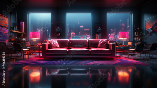 Neon light room.