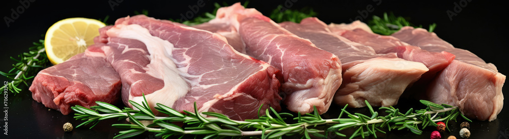Assorted Raw Meat Displayed on Table for Cooking or Grilling Preparation Assorted Raw Meat Displayed on Table for Cooking or Grilling Preparation