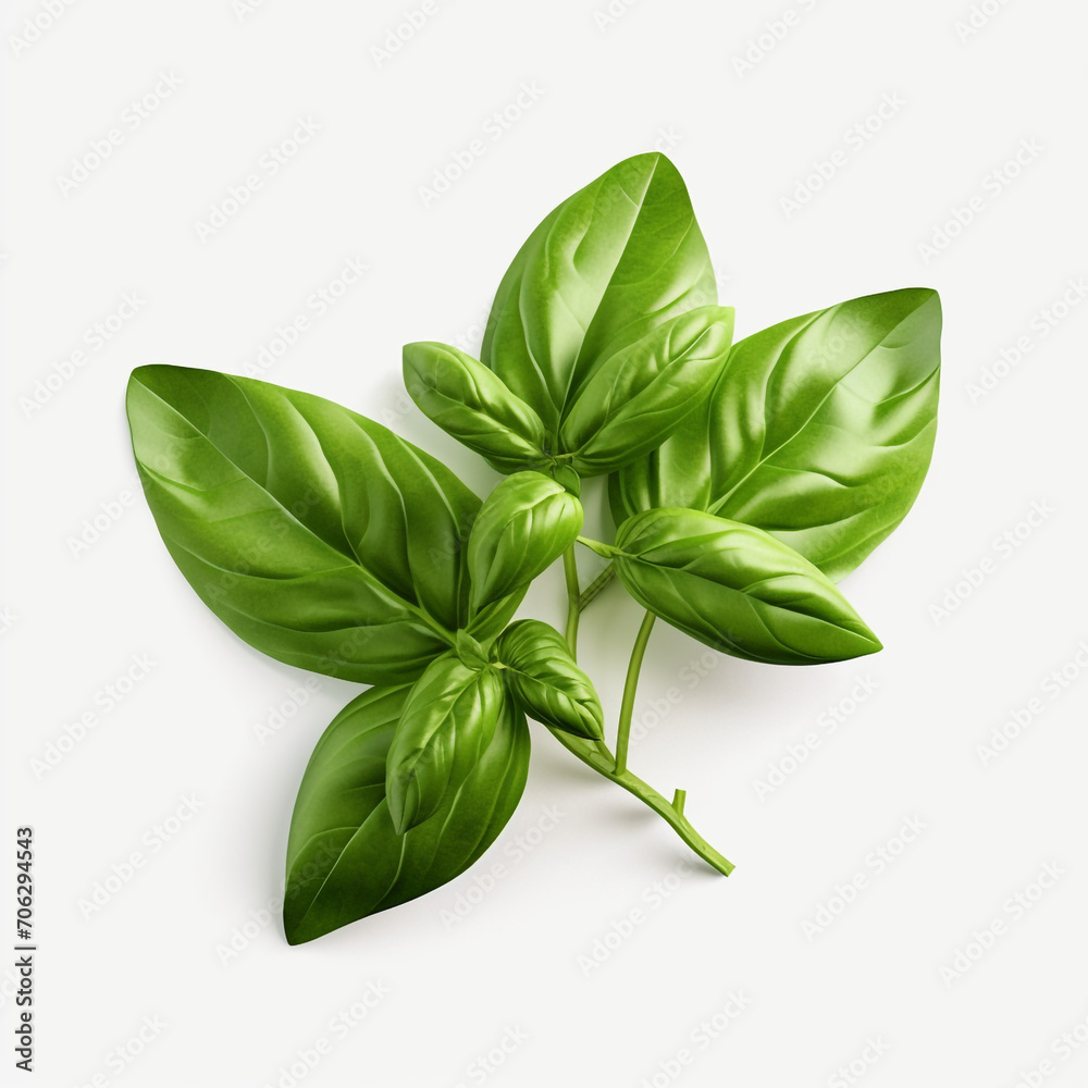 Fototapeta premium a bunch of basil leaves on a transparent backgroun created with Generative Ai