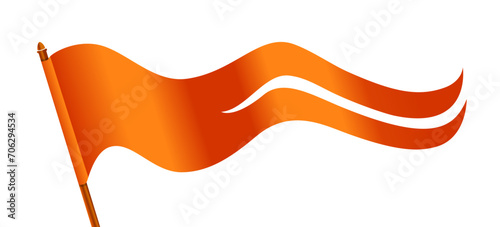 A orange hindu flag on white background. Hindu holy flag. photo