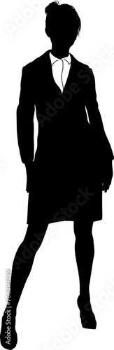 Silhouette standing business person woman in smart clothes.
