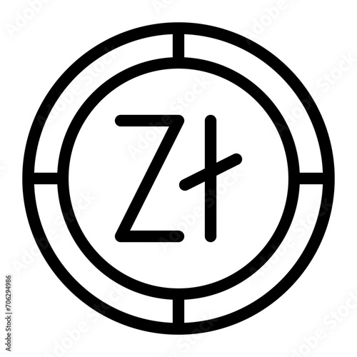 Zloty coin icon. Outline Zloty coin vector icon for web design isolated on white background