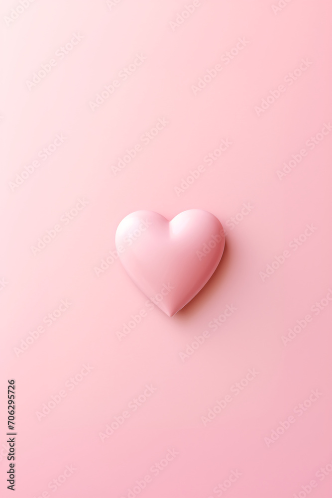 A single pink heart on a soft pink background representing love, valentine, or romantic concept.
