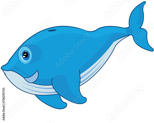 Sea mammal whale on white background is insulated