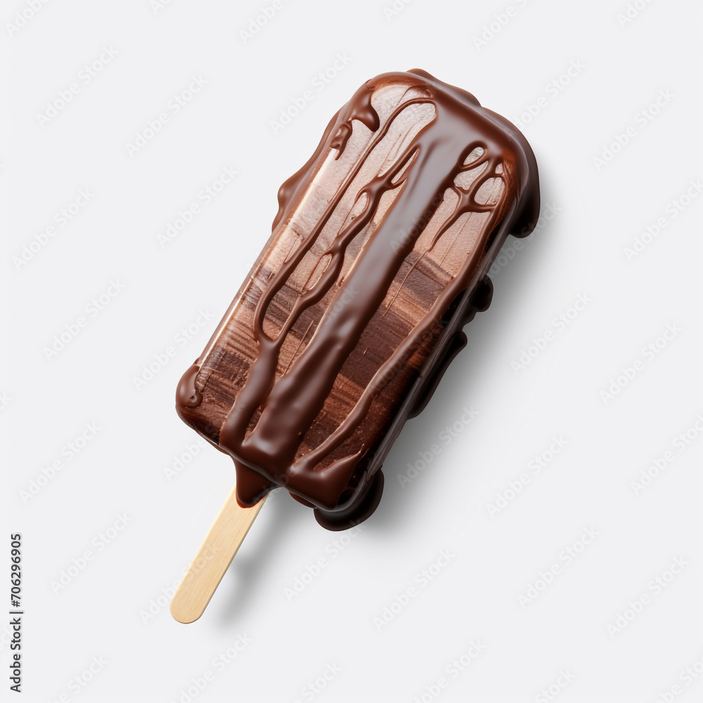 Obraz premium chocolate ice cream bar with chocolate frosting on transparent background created with Generative Ai