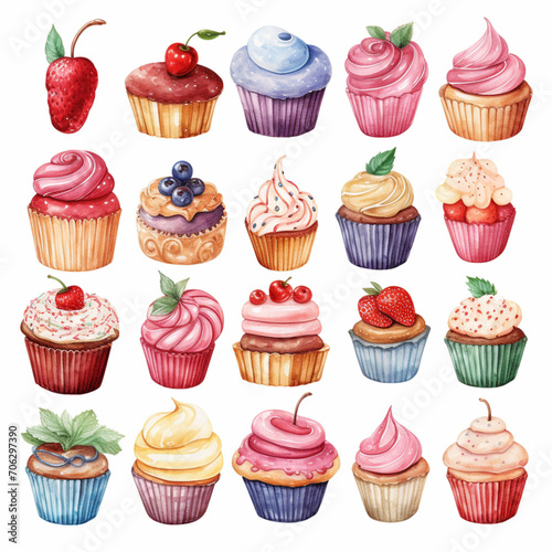 Assorted Desserts Watercolor Collection