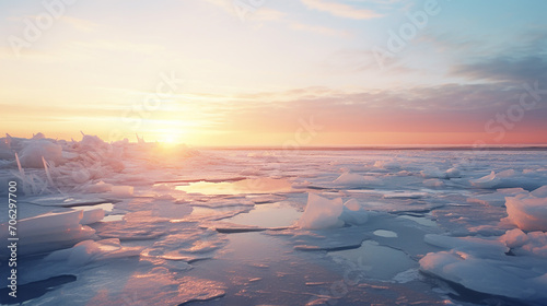 Winter Solstice at a Frozen River Mouth. The winter solstice background.