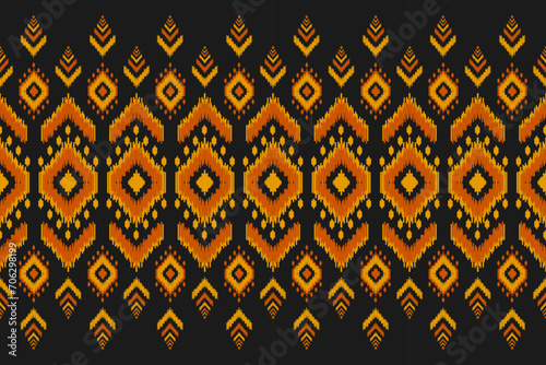 Carpet ethnic ikat pattern art. Geometric ethnic ikat seamless pattern in tribal. Mexican style. Design for background, wallpaper, illustration, fabric, clothing, carpet, textile, batik, embroidery.