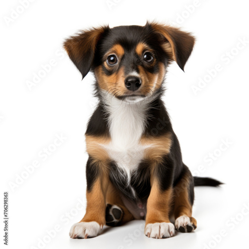 A cute puppy on a white backdrop  generative AI