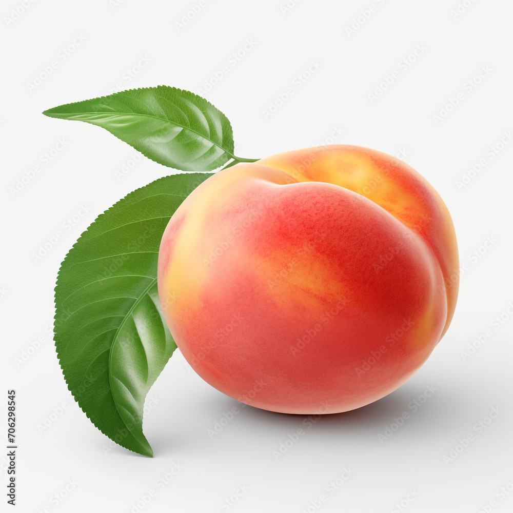 fresh peach fruit with a leaf on transparent background created with Generative Ai fresh peach fruit with a leaf on transparent background created with Generative Ai