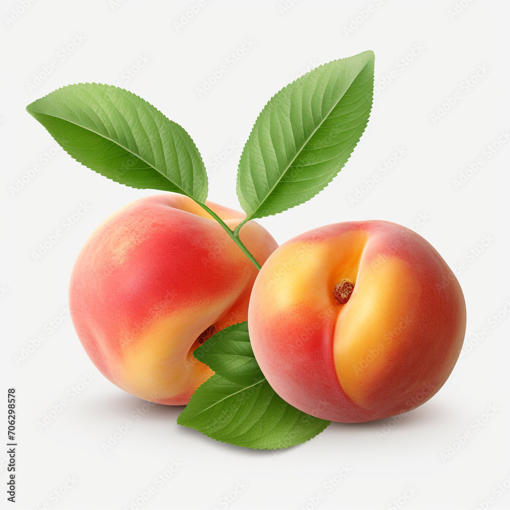 fresh peach fruit with a leaf on transparent background created with Generative Ai fresh peach fruit with a leaf on transparent background created with Generative Ai