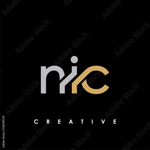 NIC Letter Initial Logo Design Template Vector Illustration