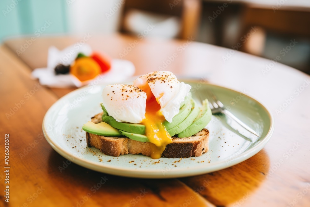 avocado toast on sourdough with poached egg