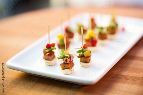 mini sausages served as appetizers on skewers