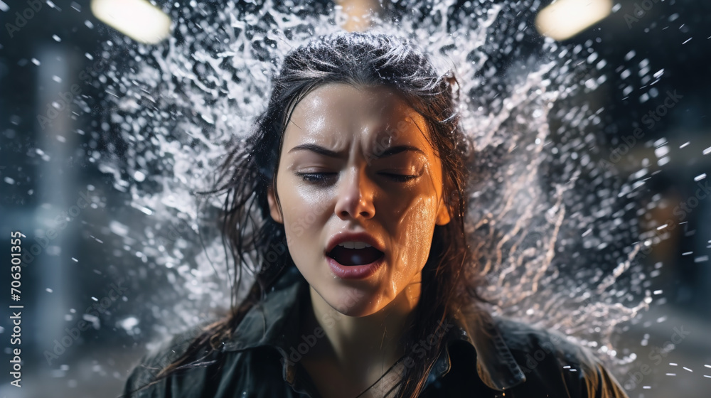 Obraz premium portrait of a woman in the rain