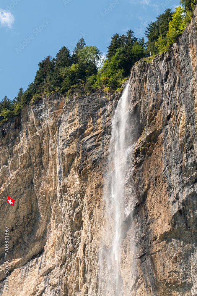 Close up of Staubbach waterfall Close up of Staubbach waterfall