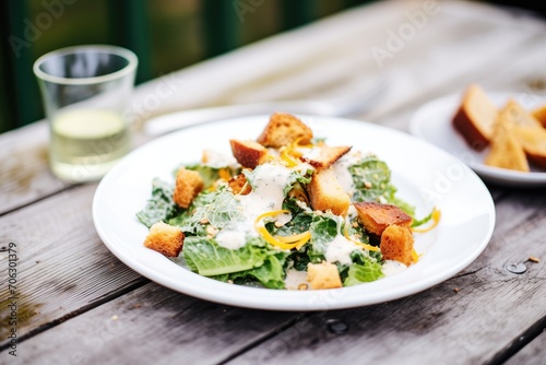 rustic caesar salad with wholemeal croutons