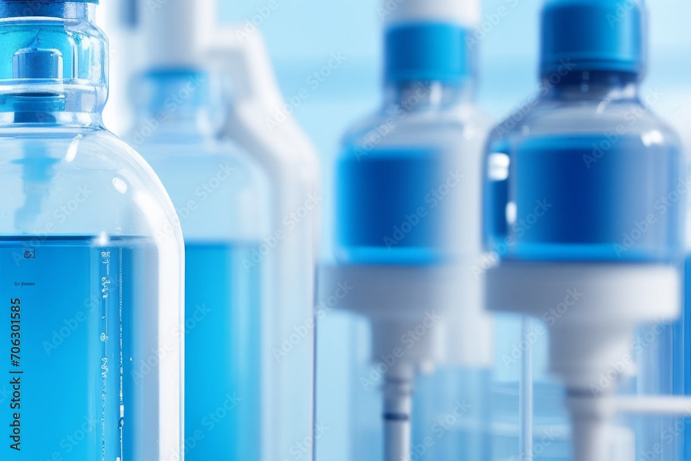 Microcosm of Science: Close-Up Test Tubes Amidst a Subtle Blue Blur. Microcosm of Science: Close-Up Test Tubes Amidst a Subtle Blue Blur.