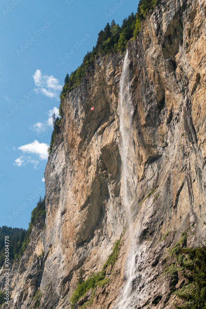 Staubbach waterfall in Lauterbrunnen, Switzerland