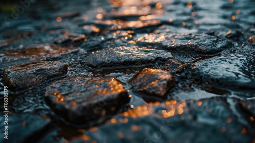 Close up view of rocks in the water. Ideal for nature and landscape photography projects