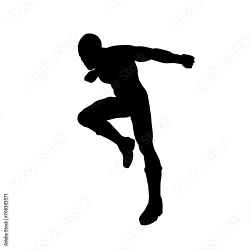 Silhouette of a man in oriental martial art pose. Silhouette of a male in martial art move.