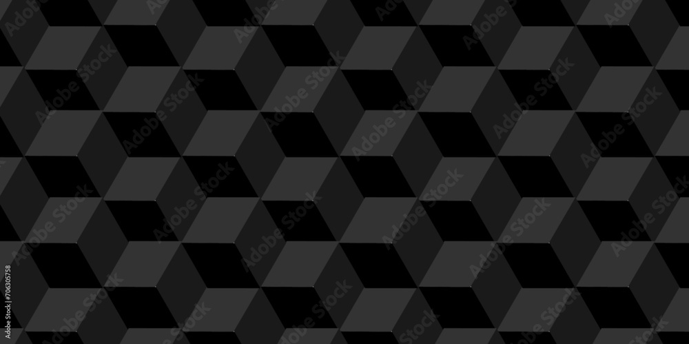 Black and gray seamless pattern Abstract cubes geometric tile and mosaic wall or grid backdrop hexagon technology. Black and gray geometric block cube structure backdrop grid triangle background. Black and gray seamless pattern Abstract cubes geometric tile and mosaic wall or grid backdrop hexagon technology. Black and gray geometric block cube structure backdrop grid triangle background.