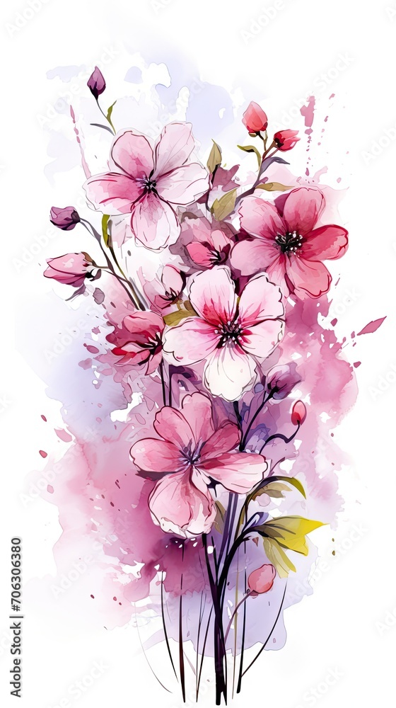 a sublimation design with spring blooming flowers
