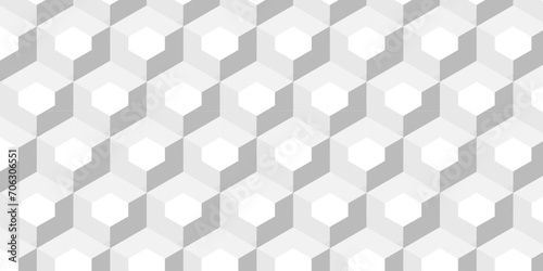 Fototapeta Naklejka Na Ścianę i Meble -  Background of cube geometric pattern grid backdrop triangle. Abstract cubes geometric tile and mosaic wall or grid backdrop hexagon technology. white and gray geometric block cube structure.