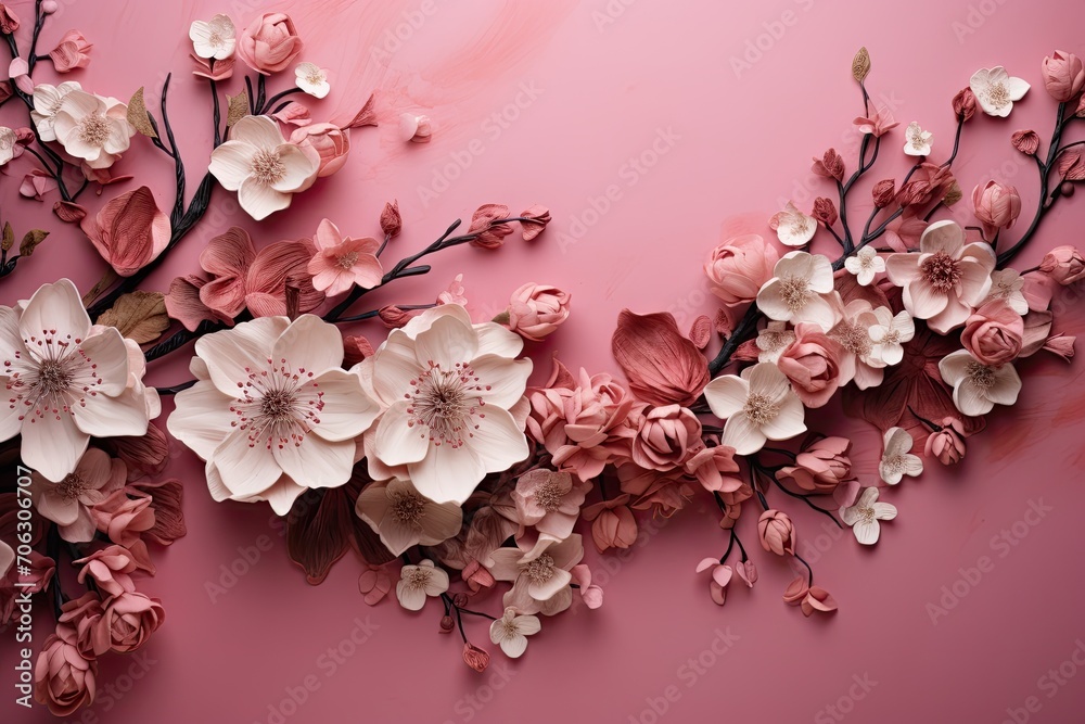 pink background, flowers pink background, flowers