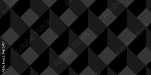 Black and gray seamless pattern Abstract cubes geometric tile and mosaic wall or grid backdrop hexagon technology. Black and gray geometric block cube structure backdrop grid triangle background. photo