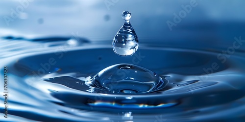 macro close up of a water droplet dropping making wave - generative ai photo