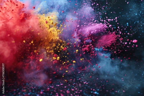 Colorful powder flying in the air  perfect for adding a vibrant touch to your designs