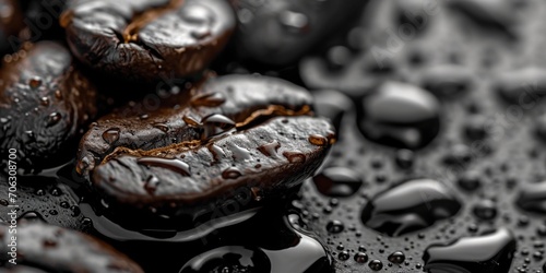 A close up view of a bunch of coffee beans. Perfect for coffee lovers and coffee shop promotions