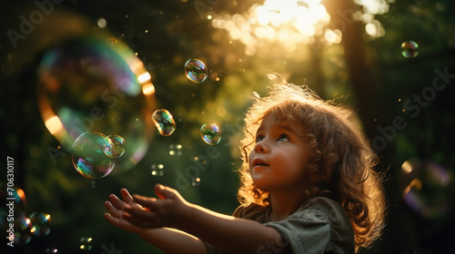child with soap bubbles